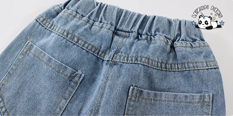 LEZONKIDS - Calças de jeans infantis personalizadas com impressão do desenho Sesame Street para uso diário